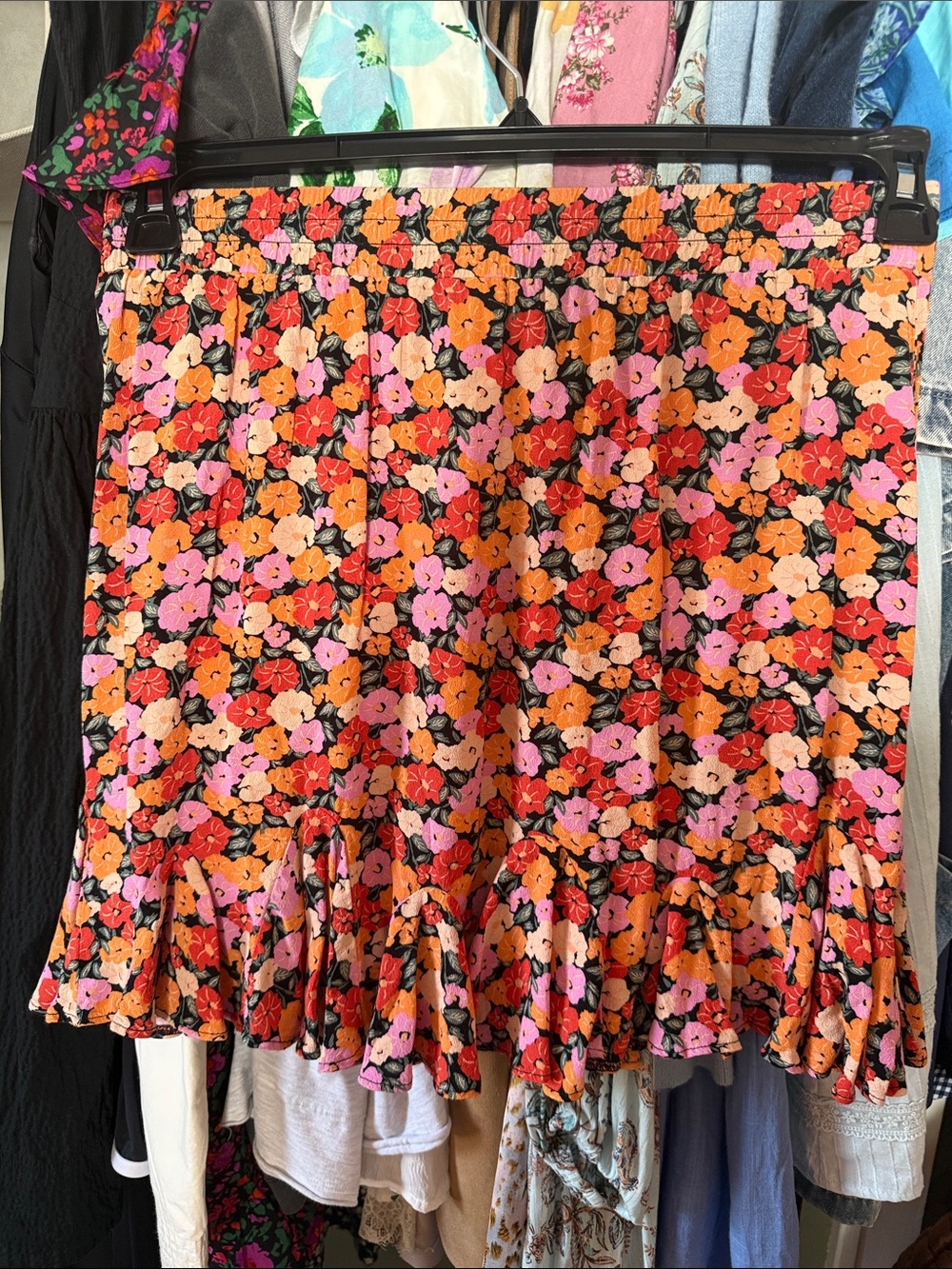 The Loft Floral Ruffle Hem A-Line Skirt - Size L